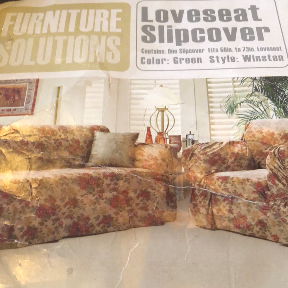 Slipcover loveseat new 58” to 73” Furniture Solutions Winston polyester cotton